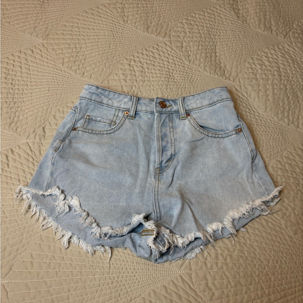 Wild Fable Light Blue Denim Frayed Hem Women's Shorts